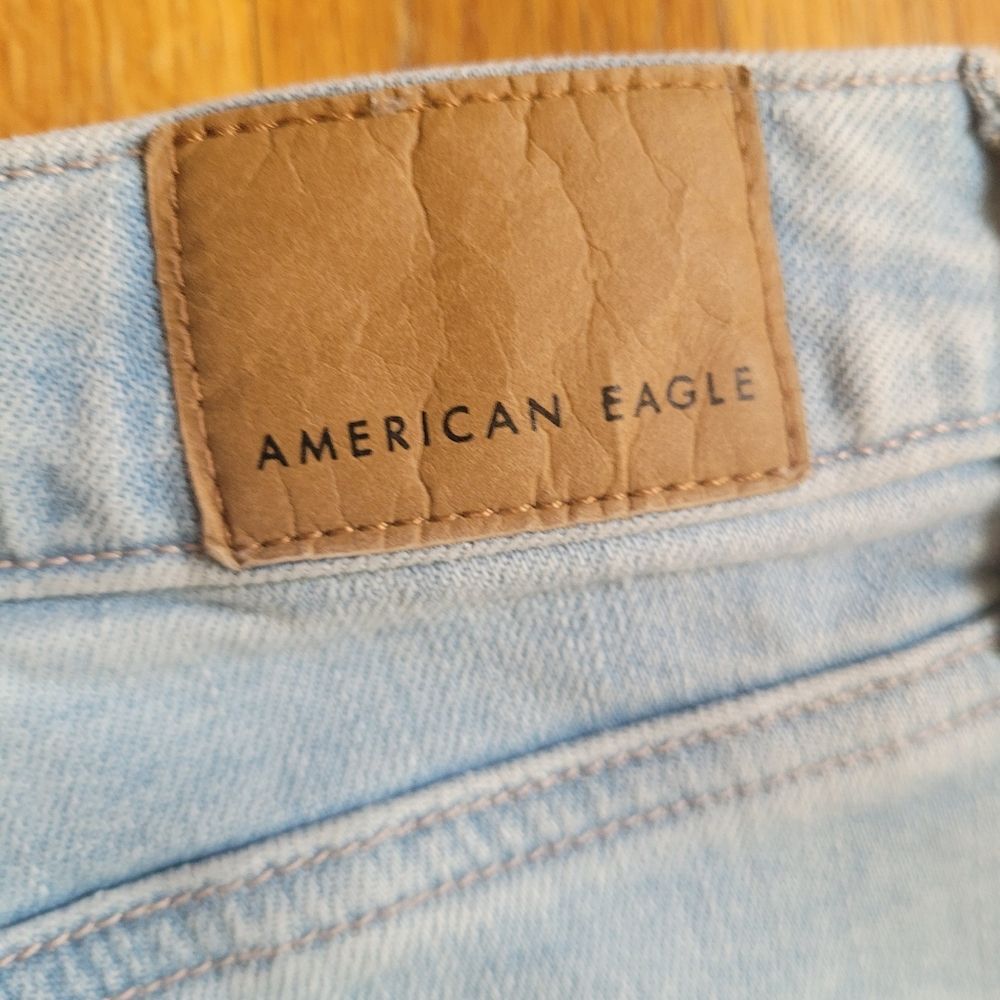American Eagle Super Lowrise Flare Stretch Light Blue Flared Women Jeans Size 14 - Picture 3 of 14